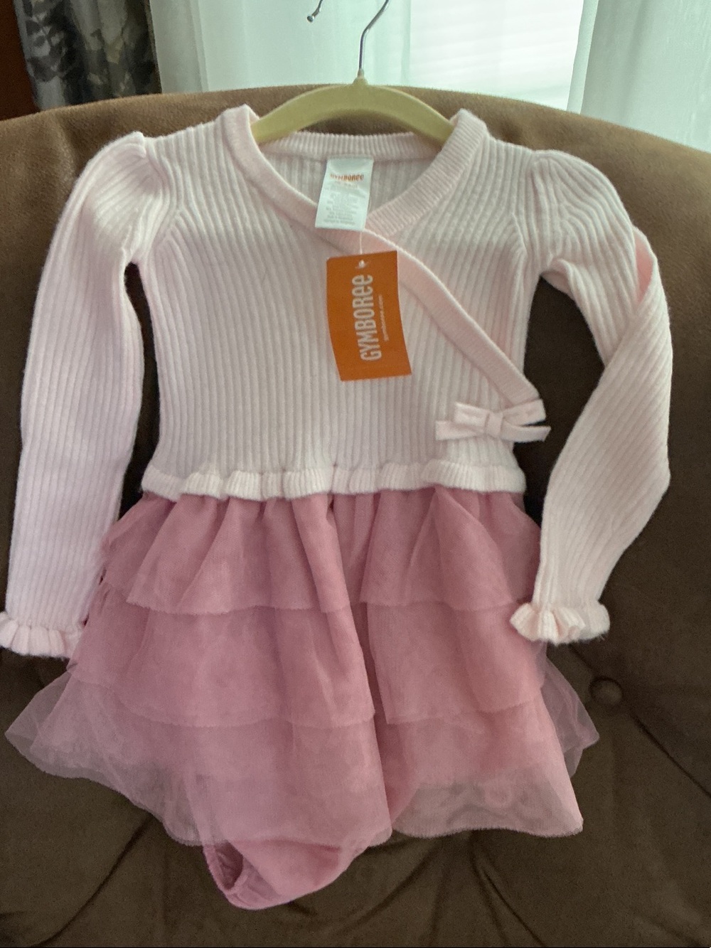 Gymboree Light Pink Ribbed Knit Tulle Tiered Dress. NEW BEAUTIFUL DRESS .
